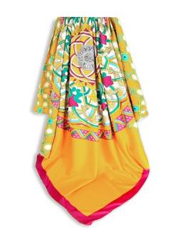 GLORIS Damen Tuch Schal Oarnge mit auffälligem buntes Muster - Halstuch, Kopftücher,Hijab - Perfekt für Frühling Herbst und Winter - viskose 135 * 135 cm. von GLORIS
