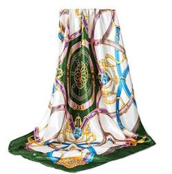 GLORIS New Seidenschal Damen 90x90cm Green Elegante Seidentuch Haare Seidentuch Damen Halstuch Damen Elegant Satintuch Halstuch Seide Bandana Tuch Kopftücher Damen Ansatz Scarf von GLORIS