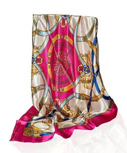 GLORIS Seidenschal Damen Rot Rose 90x90cm Elegante Seidentuch Haare Satintuch Halstuch Seide Bandana Tuch Kopftücher Damen Ansatz Scarf von GLORIS