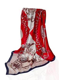 GLORIS Seidenschal Rotes Quadrat 90x90cm Damen Elegante Seidentuch Haare Seidentuch Damen Halstuch Damen Elegant Satintuch Halstuch Bandana Tuch Kopftücher Damen Ansatz Scarf von GLORIS