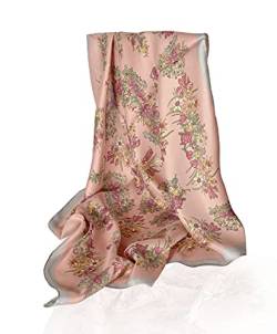 GLORIS Seidenschal mit Blumenmuster Rose 70x70cm Damen Elegante Haare Seidentuch Halstuch Damen Elegant Satintuch Halstuch Seide Bandana Tuch Kopftücher Damen Taschentuch Scarf Bandana von GLORIS