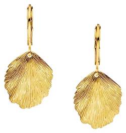 GLOWYBOX elegante Trend Ohrringe Blatt gold mit 14k GOLD plattiert Ginkgo Ginko mit Sicherheitsverschluss Ohrschmuck für Frauen, Damen und Mädchen von GLOWYBOX