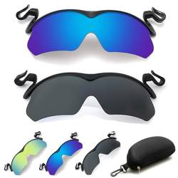 GLSAYZU 2024 New Clip-Cap-Sonnenbrille, Clip Cap Sports Sunglasses, Polarized Clip Cap Sunglasses für Herren und Damen, Clip-Sonnenbrille mit Baseballkappe, UV400 (Black+Blue) von GLSAYZU