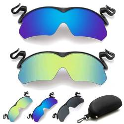 GLSAYZU 2024 New Clip-Cap-Sonnenbrille, Clip Cap Sports Sunglasses, Polarized Clip Cap Sunglasses für Herren und Damen, Clip-Sonnenbrille mit Baseballkappe, UV400 (Blue+Green) von GLSAYZU