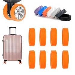 Gepäckraum-Rad-Schutzabdeckung, bunte, leise Silikon-Gepäck-Radabdeckungen, tragbare Koffer-Rad-Schutzabdeckungen für die meisten 8 Rollen Gepäck, Orange von GLSAYZU