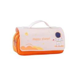 GLYLFQZJ Mäppchen 3D Kawaii Bleistiftbeutel Bleistift Gehäuse Beutel Süßes Schulmaterial Ästhetischer Organisator Für Mädchen Jungen Schreibwaren-Astronaut-Orange von GLYLFQZJ