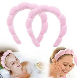 Schwamm-Spa-Stirnband, gepolstertes, weiches Make-up-Stirnband, Hautpflege-Stirnband for Waschen von Gesichts-Make-up, Haarband for Waschen des Gesichts (Color : Pink, Size : 2pcs) von GLazzy