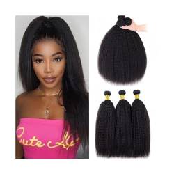 Haarbündel 1/3/4 Pcs Human Hair Extensions Yaki Straight Human Hair Bundles for Black Women 8-40 Inch Kinky Straight Bundles Indian Remy Hair Extensions Haarverlängerungen (Size : 12inches) von GLigeT