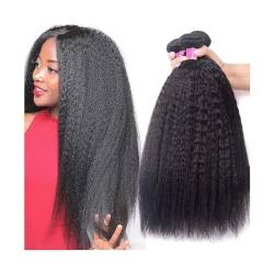 Haarbündel Verworrene gerade Bundles Echthaar-Bündel for schwarze Frauen, 1/3/4 Stück Yaki-gerade Echthaar-Bündel, natürliche Farbe, brasilianische Remy-Haarverlängerung Haarverlängerungen (Size : 24 von GLigeT
