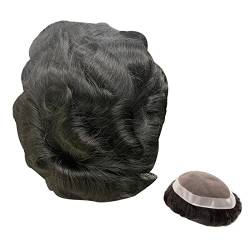 Haarteil für Männer Fine Mono NPU Base Herren-Toupet Indisches Haarersatzsystem 110-130% Dichte Langlebiges gewelltes Echthaar-Toupet-Haarteil for Männer Perücke Männer (Color : Wave Toupee 1B20 110 von GLigeT