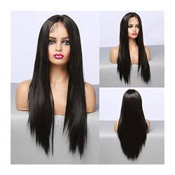 perücken 26inch Gerade Spitze Perücken Synthetische Perücken Transparente Schweizer Spitze Frontal Perücken mit Babyhaaren for Schwarze Frauen 150% Dichte Hitzebeständige Perücken Perücke von GLigeT