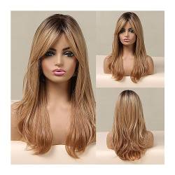 perücken Blonde Perücken for weiße Frauen, lange geschichtete Perücke mit dunklem Haaransatz Perücke von GLigeT