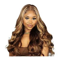 perücken Body Wave Frontal Perücke Highlight Spitze Vordere Menschenhaar Perücken Brasilianisches Haar T-TEIL FARBEN BLONT BLONTTE Spitze Front Perücke 180% Dichte Perücke (Size : 180%, Color : 14in von GLigeT