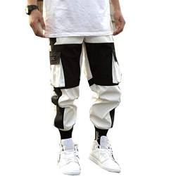 Streetwear Herren Cargo Haremshose Hip Hop Lässige männliche Trainingshose Joggerhose Harajuku Herrenhoses K172 White Chinese Size XL von GMFOSEOZ