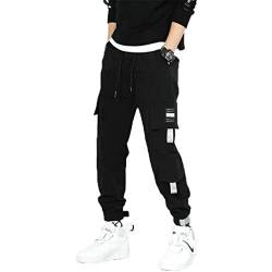 Streetwear Herren Cargo Haremshose Hip Hop Lässige männliche Trainingshose Joggerhose Harajuku Herrenhoses K176 Black Chinese Size L von GMFOSEOZ