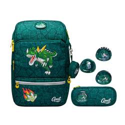 GMT for Kids Ergonomischer Schulranzen Set 4-teilig Ultraleichte Schultasche Mädchen Junge Kinder Schulrucksack Grundschule Schultaschen 1-4. Klasse Rucksack 22 L (Dinosausier) von GMT for Kids