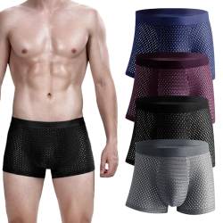 GMTEO Bambus Unterhosen Herren Boxershorts, 2024 Neu Atmungsaktive Unterwäsche für Männer, Underwear Herren Bambus Boxershorts Boxershorts Aus Bambusfaser(4 Stück) (2XL, Vier Farben) von GMTEO