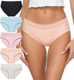 GNEPH Damen-Unterwäsche aus Baumwolle, Damen-Unterwäsche, Bikini-Höschen, 5er-Pack (218S-Licht) von GNEPH