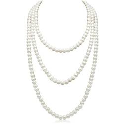 GNHG 1 Stück weiße, elegante künstliche Perlenkette für Damen, Perlenkette, lange Perlenkette, Bekleidungszubehör für Party-Frauen und Mädchen von GNHG