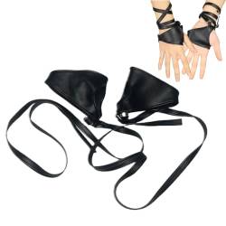 GNHG Fingerlose Handschuhe Damen, Steampunk Damen, Fingerlos Halb Handschuhe, Damen Punk Leder Handschuhe Schwarz Half Palm Fingerlose Handschuhe Gothic Rock Handschuhe（2 Stück） von GNHG