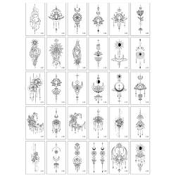 GNHG Kleines Frisches Geometrisches Temporäres Tattoo, Personalisierte Modelinien, Simulation Temporäres Tattoo 30 Stück von GNHG