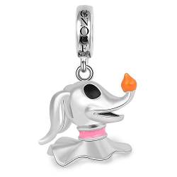 GNOCE 925 Sterling Silber Zero Hund Charms Anhänger Geister Hund mit Laterne Nase Charm Perle Passt Alle Armbänder und Halsketten Geschenk für Halloween von GNOCE