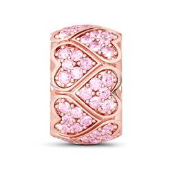 GNOCE 925er Sterlingsilber Gummi Stopper Rosa süße Liebe Damen Clasp Spacer Charms Bead Rose Gold Herzform Stopper für Armbänder von GNOCE