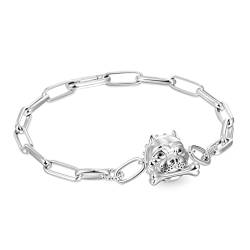 GNOCE Armband Bully Hund Element Kettearmband 925 Sterling Silber Charms Armbänder Schmuck Geschenk für Frauen Mädchen (19cm, Silber) von GNOCE