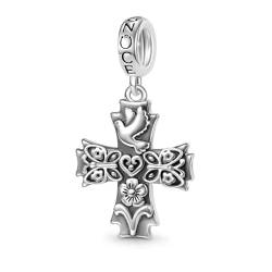 GNOCE Charm Anhänger Liebe Frühling Kreuz Anhänger 925 Sterling Silber Anhänger Schmuck Geschenk für Frauen Fit Schlange Kette Armbänder von GNOCE