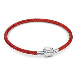 GNOCE Charm Perle Rotes Basic Armband mit 2 Stück Stopper Charm-Armband für Teenager-Mädchen Frauen Schmuck Valentinstag Muttertagsgeschenk (16, Rot) von GNOCE