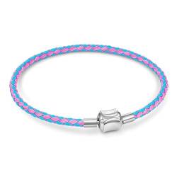 GNOCE Charm Perle Rotes Basic Armband mit 2 Stück Stopper Charm-Armband für Teenager-Mädchen Frauen Schmuck Valentinstag Muttertagsgeschenk (20, Blau Rosa) von GNOCE