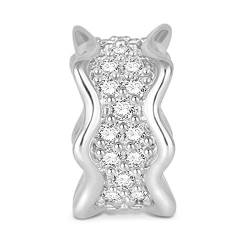 GNOCE Charms Stopper 925 Silber mit Klaren Kristallsteinen Damen Unregelmäßiger Ring Charms Geeignet für alle Armbänder und Halsketten von GNOCE