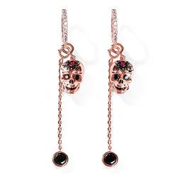 GNOCE Damen 925er Sterling Silber 18K Rose Gold überzogene Ohrringe Schädel mit Spinnen Perlen Ewigkeit des Lebens- Modeschmuck Geschenk für Frau Mädchen Schwester von GNOCE