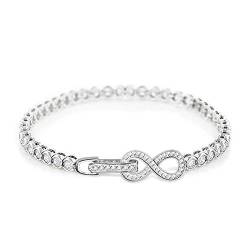 GNOCE Damen Tennisarmband silber 925 mit Zirkonia Steinen Unendliche Liebe Tennisarmband Armband mit Unendlichkeitszeichen Verschluss Modeschmuck für Frau Freundin Mädchen (18) von GNOCE