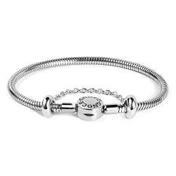 Gnoce Edelstahl Charm Armband "Verblasst nicht" Einzigartiger Metall Schlangenkette Bettelarmband für Damen Herren (Rostfreier Stahl, 19) von GNOCE