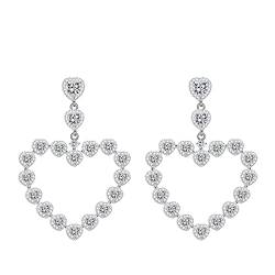 GNOCE Herz Diamant Ohrringe 925 Sterlingsilber Tropfen Herz Ohrring für Frauen Mädchen Tochter Muttertagsgeschenk von GNOCE