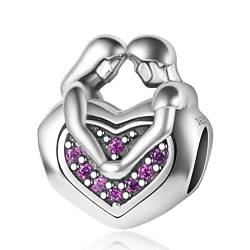 GNOCE Love Bond 925 Sterling Silber Herz Charms Händchen haltend Charm Bead für Armbänder/Halsketten Schmuck Geschenk für Frauen Mädchen Tochter von GNOCE