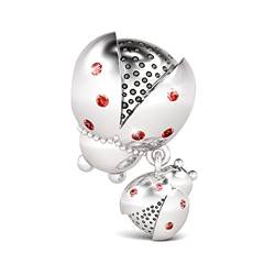 GNOCE Marienkäfer Charm Baumelnder Charms Anhänger für Tierliebhaber in 925 Sterlingsilber Sei dankbar Fit Armband/Halskette Geschenk für Frauen Mädchen von GNOCE