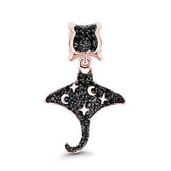 GNOCE Mobula Charm Anhänger mit schwarzen Steinen Stern und Mond Muster für Armband Damen Halskette Bestes Charms Geschenk für Frauen Mädchen von GNOCE