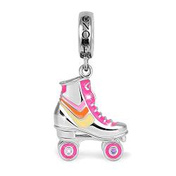 GNOCE Pink Rollschuhe Charm Anhänger aus 925 Sterlingsilber Schuh Charm Anhänger Rosa Emailliert Bestes Geschenk für Kinder Mädchen von GNOCE