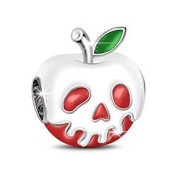 GNOCE Roter Apfel mit hellgrüner Charm Anhänger 925 Sterling Silber Weihnachten Halloween Geschenk Bead Charms Schmuck für alle Armbänder Halsketten von GNOCE