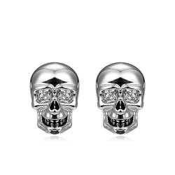 GNOCE Schmuck Damen Ohrringe Gotik Totenkopf Schädel Sterling Silber Ohrstecker mit Zirkonia Diamant Für Teen Mädchen Braut Frauen Schmuck Valentinstag Frauentagsgeschenk von GNOCE