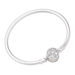 GNOCE Sterlingsilber Vierblättriges Kleeblattarmband Lucky You Schlangenkette Charm Bettelarmband mit Schließe für Damen Herren (19) von GNOCE