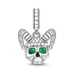 GNOCE Totenkopf mit Hörnern Charm Anhänger S925 Sterling Silber Liebe dich, bis die Sonne stirbt Charm für Armband Halskette Weihnachts Schmuck Geschenk von GNOCE