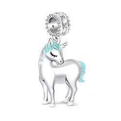 GNOCE Unicorn 925 Sterling Silber Charm für Pandora-Armbänder, europäische Armbänder, US-Silber von GNOCE