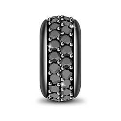 Gnoce 925er Sterlingsilber Gummi Stopper "Meinen Stil Zeigen" Damen Clasp Spacer Charms Bead für Armbänder (1Schwarz) von GNOCE