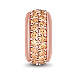 Gnoce 925er Sterlingsilber Gummi Stopper "Meinen Stil Zeigen" Damen Clasp Spacer Charms Bead für Armbänder (2Roségold) von GNOCE