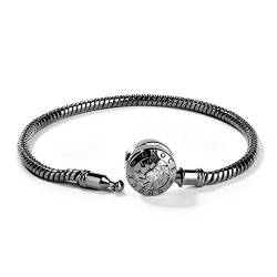 Gnoce Klassisches Charm Armband mit Runder Verschluss Schließe 925 Sterlingsilber "Der Moment, den ich Sie treffe" Elegantes Schlangenkette für Damen Herren (2Schwarz, 16) von GNOCE