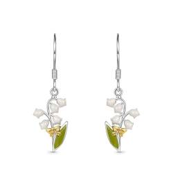 Gnoce Ohrringe Geburtstagsblume Narcissus Ohrstecker 925 Sterling Silber Rose Gold Creolen Ohrringe mit Zirkonia Mode Tropfen Ohrringe Schmuck für Frauen Mädchen (Maiglöckchen) von GNOCE