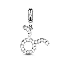 Gnoce Sternzeichen Charms Constellation Charms Anhänger Sterling Silber Sternzeichen Dangle Charms mit Zirkonia fit für Armband/Halskette Frauen Mädchen (Stier) von GNOCE